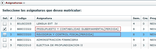 Matriícula Estudiantes antiguos