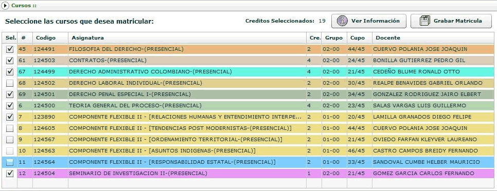 Matriícula Estudiantes antiguos