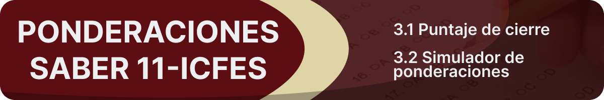 3. PONDERACIONES DE LA PRUEBA DE ESTADO (ICFES O SABER 11)