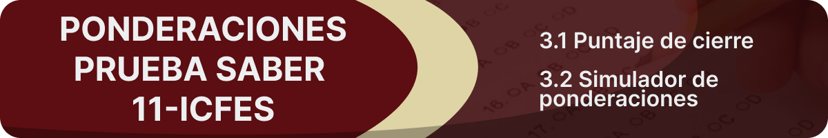 3. PONDERACIONES DE LA PRUEBA DE ESTADO (ICFES O SABER 11)