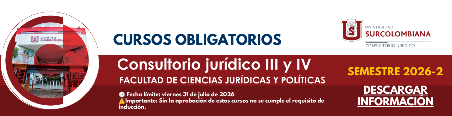 Cursos OBLIGATORIOS de Consultorio Jurídico III y IV en el periodo 2026-2